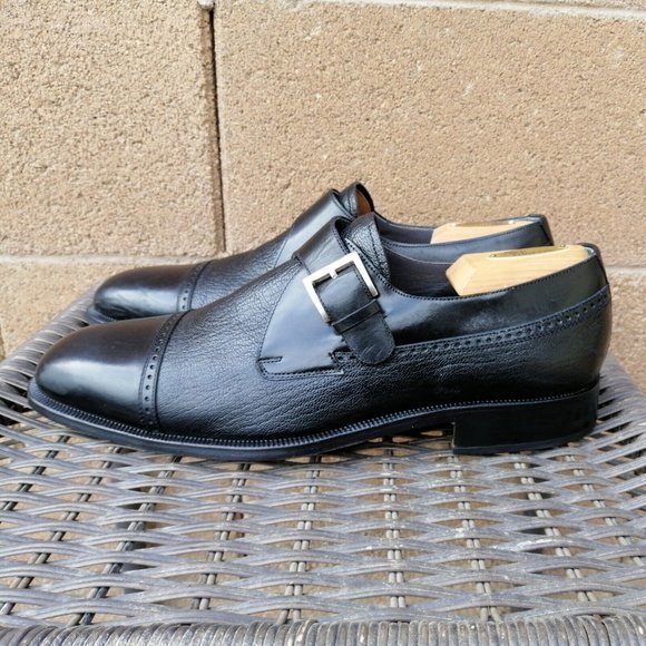 Lopez Taibo Men's Shoes Black Monk Strap Loafers Hand Made US‎ 9.5 - Picture 3 of 12